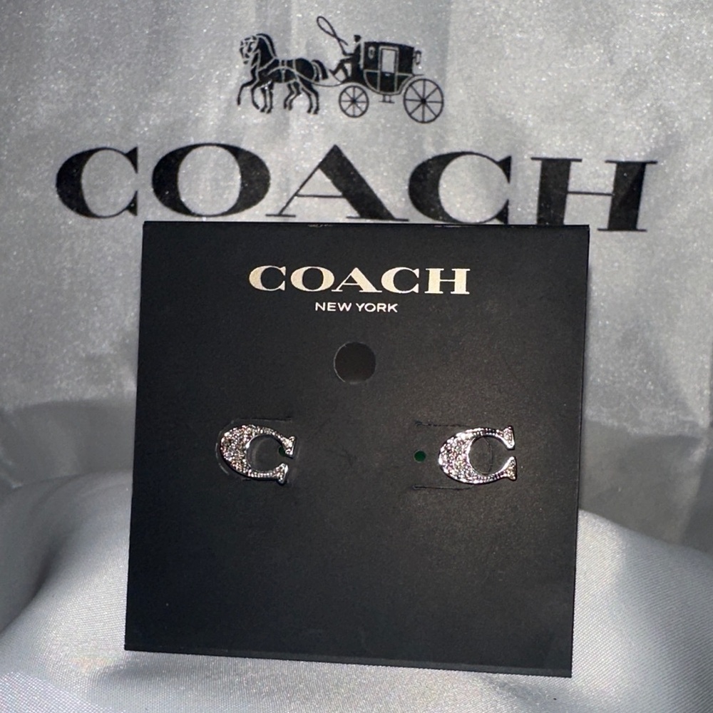 Coach Silver C Logo Earrings